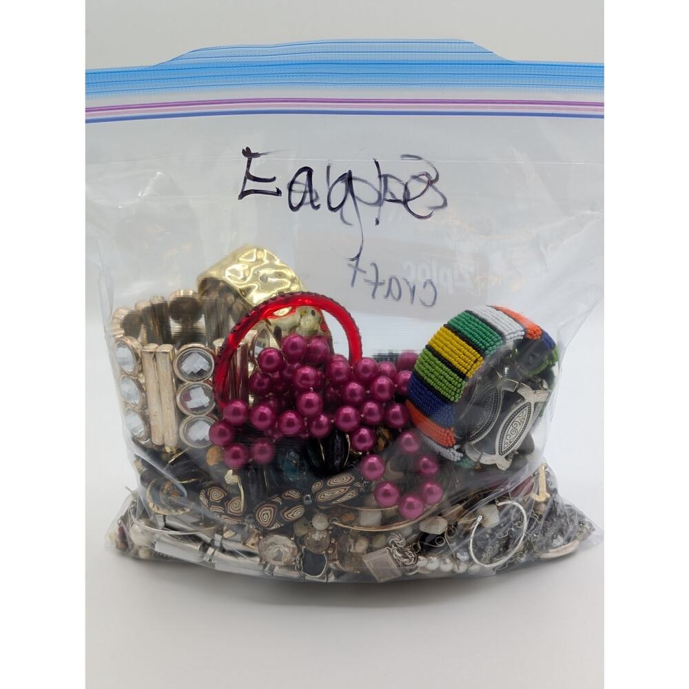 Jewelry Lot Eagle Repurpose Bag Over 4 Pounds Beads & Possible Wearable Pieces